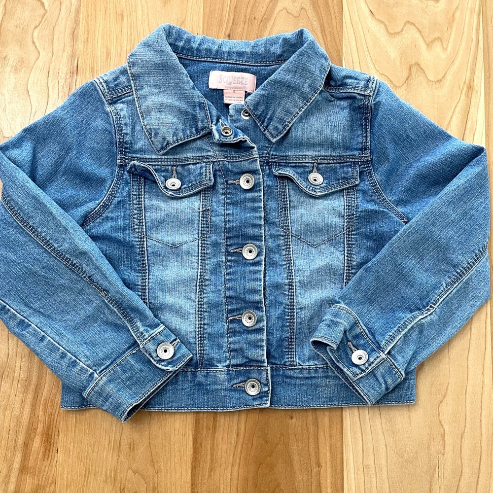 Squeeze Girls Sz 5 Jean Jacket With Snap Buttons Denim